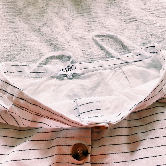 White Skirt with Black Stripes & Tortoise Buttons - Picture 7 of 16